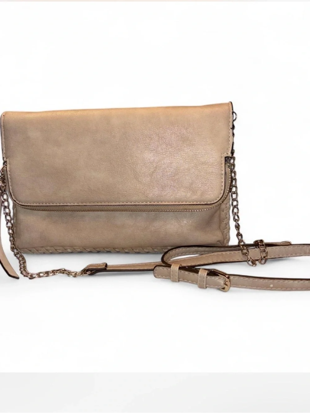Urban Expressions Taupe Shoulder Crossbody with Chain Strap